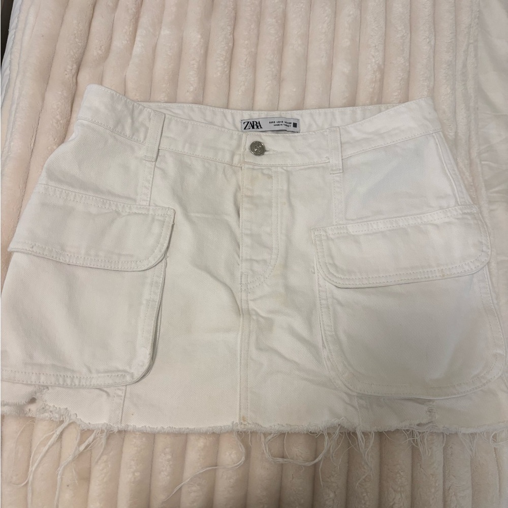 Zara Cream Denim Skirt